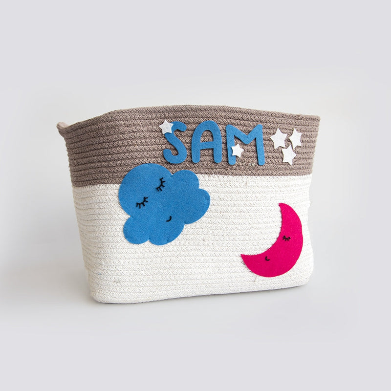 Personalised Medium Cotton Rope Basket - In The Sky (0-10 Years) | COD Not Available