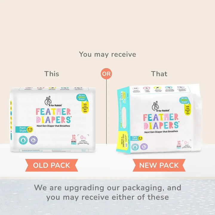 R for Rabbit Feather (XS) Diapers Pants Style | Pack of 22 | <5 Kg | Chemical-free, Leak-Proof
