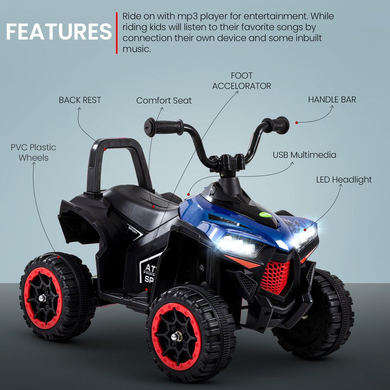 ATV Rechargeable Battery Operated Ride on Electric Kids Bike, Kids Ride on Baby Bike with LED Light, USB Port, Music | Electric Bike for Kids - COD Not Available