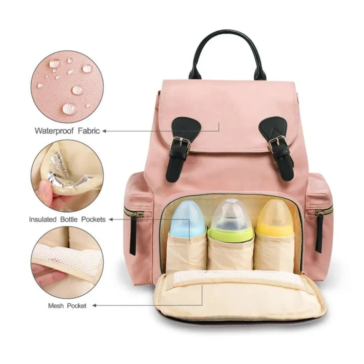 R for Rabbit Caramello Bliss Diaper Bag – Blush Pink | Water-Resistant & Spacious Storage | Insulated Bottle Pockets & Stylish Design