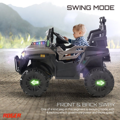Roger Rechargeable Battery Operated Ride on Jeep Car with Music & Light For Kids