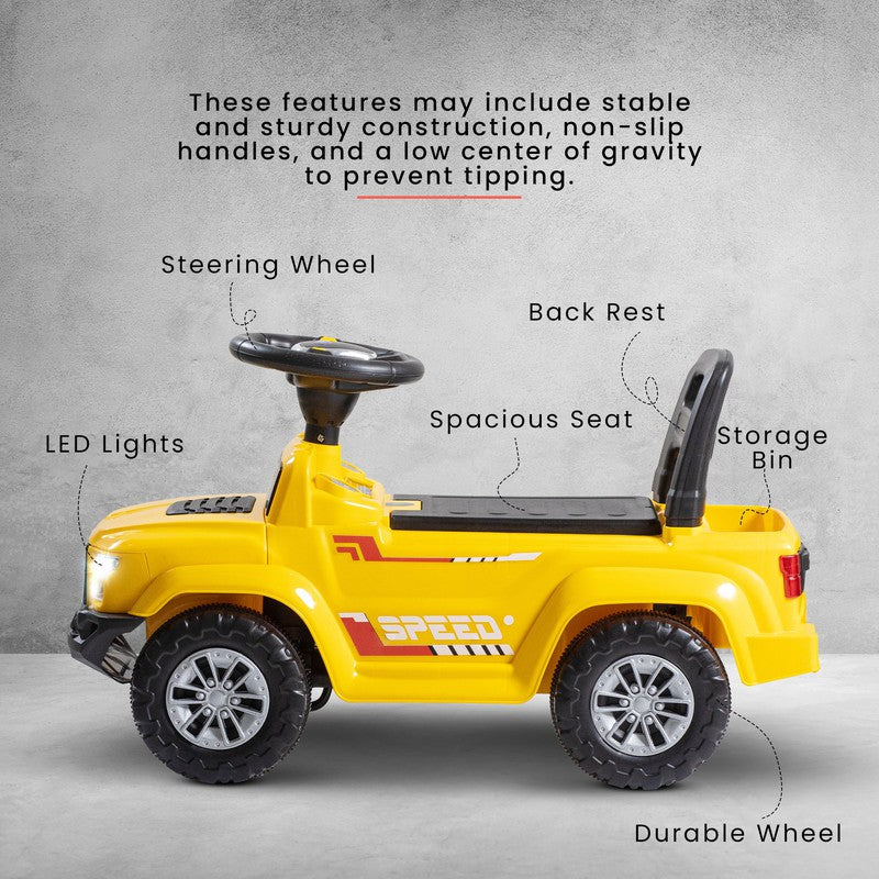Roady Baby Ride On Car For Kids,Push Ride On Toy Jeep With Music&Led Light | Toddlers Push Ride Kids Car With Backrest,Under Seat Storage To Steering Wheel - COD Not Available