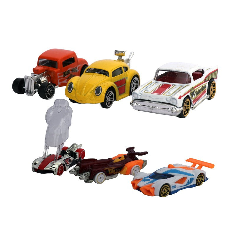 Die Cast Metal Set of 10 Mini Cars with Plastic Parts | Multicolour | Assorted Colours & Designs