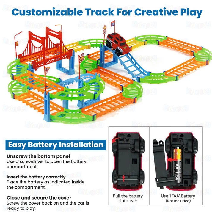 Kidology DIY Rapid Variety Car Racing Track with Electric Car Toys