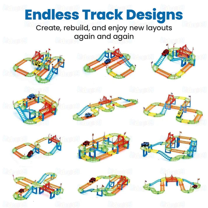 Kidology DIY Rapid Variety Car Racing Track with Electric Car Toys