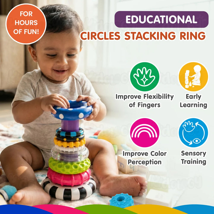 Kidology Sensory Stacking Rings with Rattle | Baby Development & Learning Toy