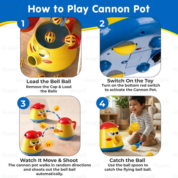 Kidology Kid’s Ball Shooting Pot & Vacuum Cleaner | Pretend Play Cleaning Toy Set for Kids