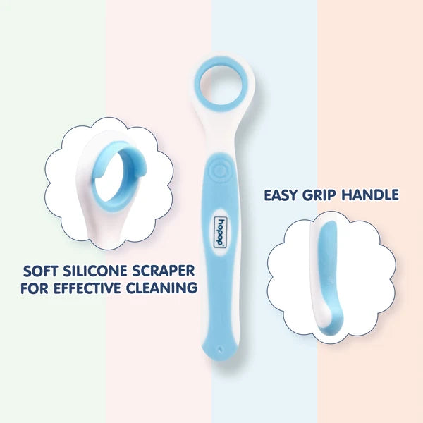 Hopop Soft and Gentle Rounded Edges Tongue Cleaner | 100% Safe for Kids  (1 Piece)
