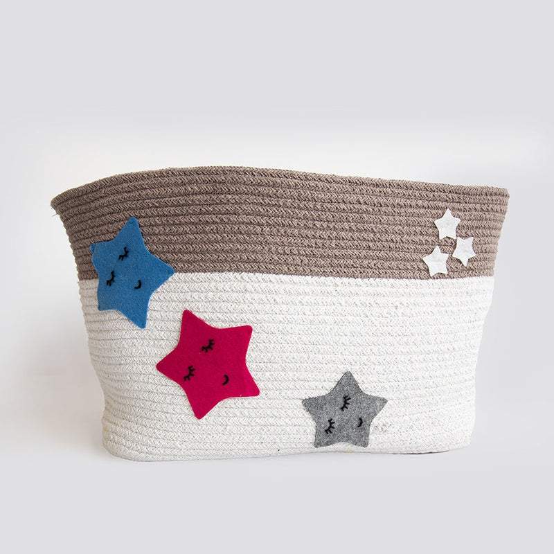 Personalised Twinkly Stars- Cotton Rope Basket (Large) - COD Not Available