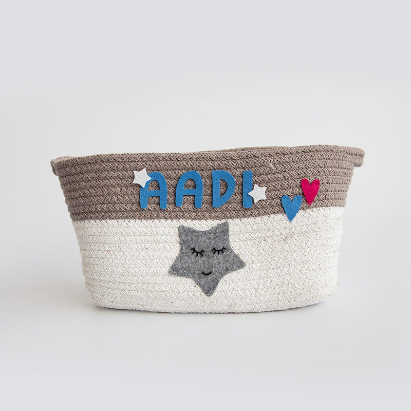 Personalised Twinkly Stars - Cotton Rope Baskets (Set Of 2) - COD Not Available