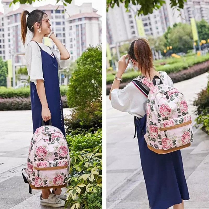 Pink Bloom Matching Backpack with Lunch Bag & Stationery Pouch