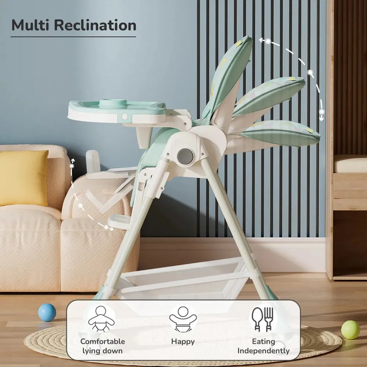 R for Rabbit Marshmallow High Chair - 7 Level Height Adjustment, 3 Recline Modes, Adjustable & Removable Double Meal Tray