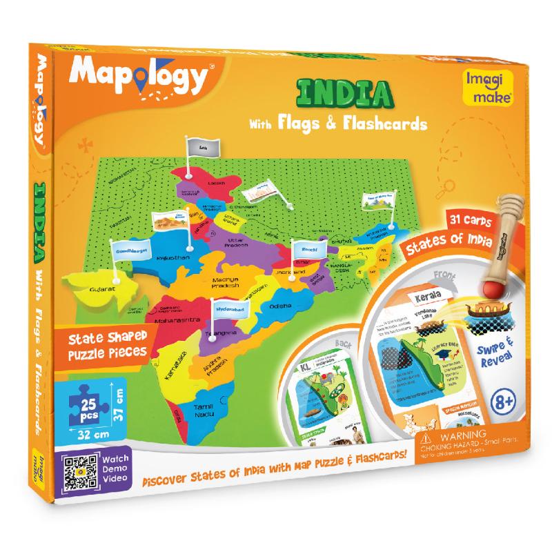 Mapology India with Capitals Flashcards & Puzzles