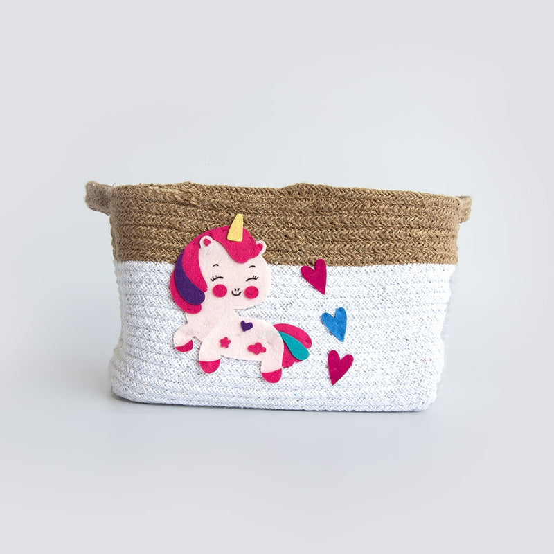 Personalised Medium Cotton Rope Basket  - Unicorn Dreams (0-10 Years) | COD Not Available