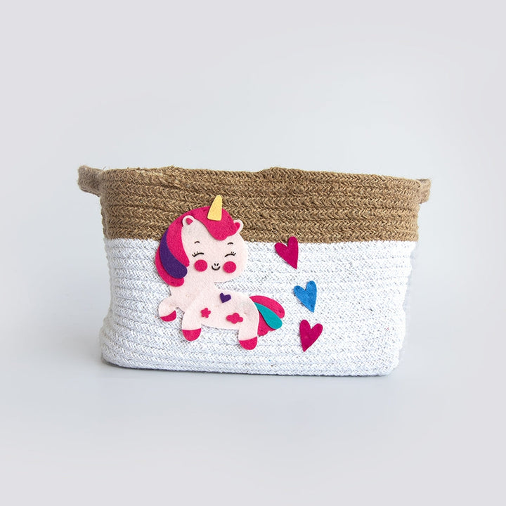 Personalised Medium Cotton Rope Basket  - Unicorn Dreams (0-10 Years) | COD Not Available