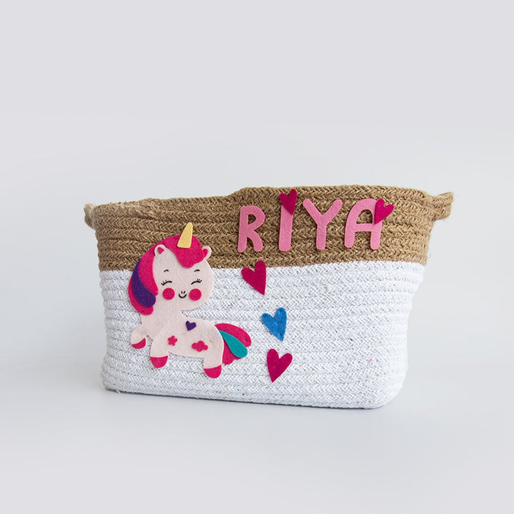 Personalised Set Of 2 Cotton Rope Baskets - Unicorn Dreams (0-12 Years) | COD Not Available