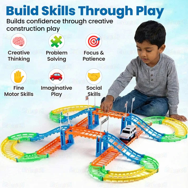 Kidology DIY Rapid Variety Car Racing Track with Electric Car Toys