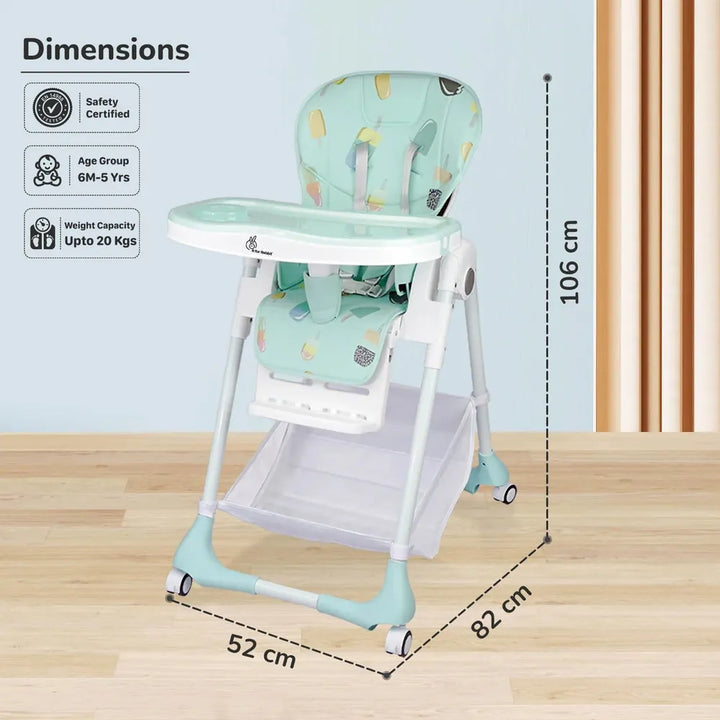 R for Rabbit Marshmallow High Chair - 7 Level Height Adjustment, 3 Recline Modes, Adjustable & Removable Double Meal Tray