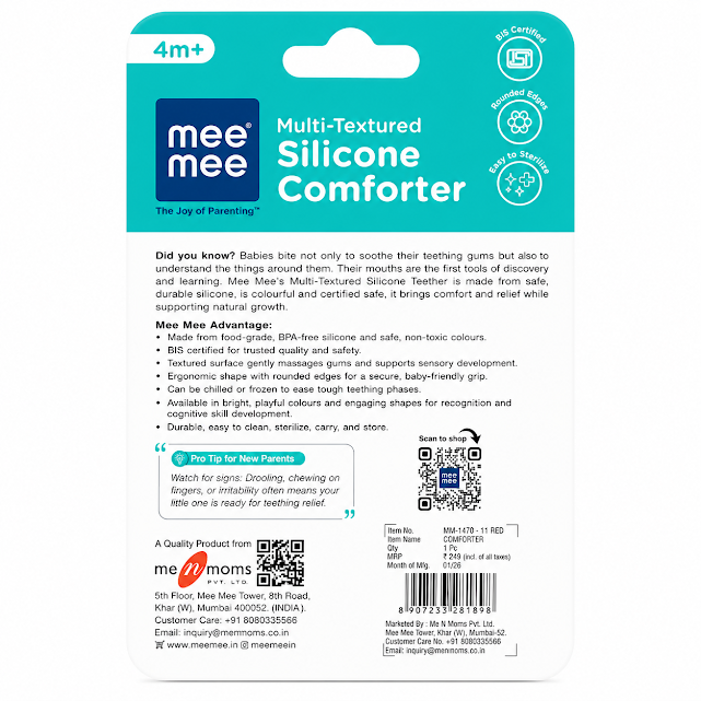 Mee Mee Multi Textured Silicone Teether Comforter - MM-1470-11 RED