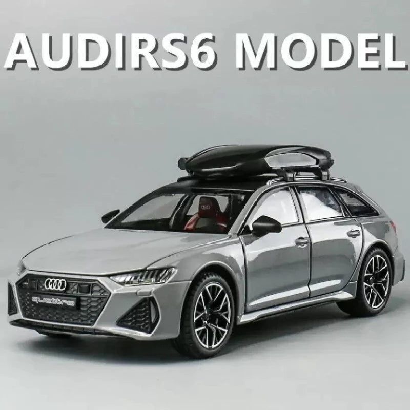 1:24 Metal Die Cast Car Resembling Audi R6 With Light & Sound (Pack of 1) - Assorted Colours