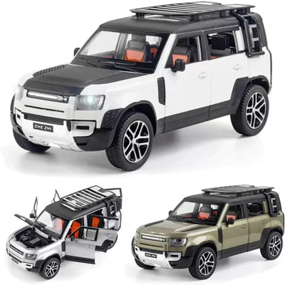 1:24 Metal Die Cast Car Resembling Defender With Light & Sound (Pack of 1) - Assorted Colours