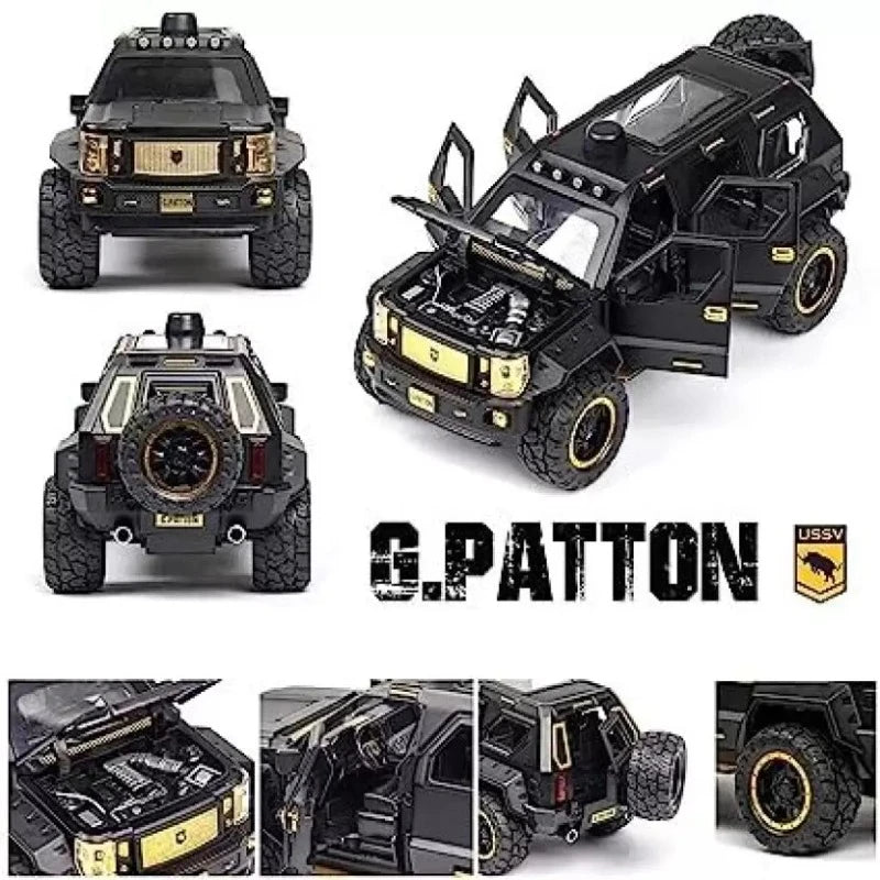 1:24 Scale Off-Road Car Toy Model Resembling G Patton with Sound and Light (Pack of 1) - Assorted Colours