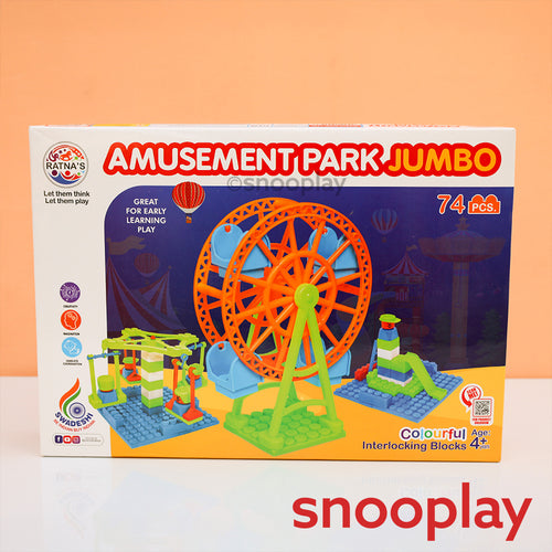 Ratna's 74 Pieces Amusement Park Jumbo Colourful Interlocking Blocks Set (4-8 Years)
