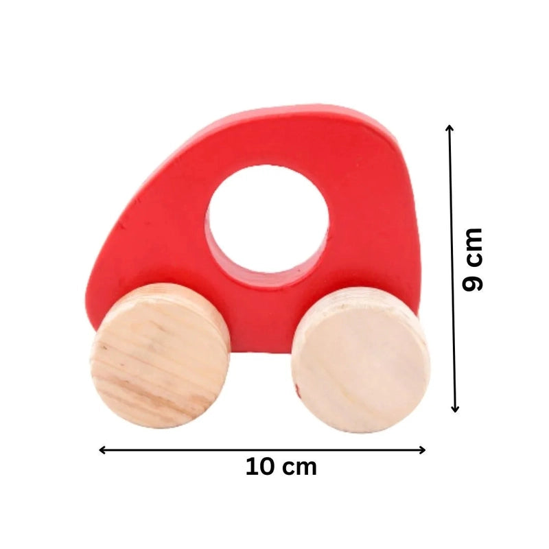 Wooden Push Toy  Red Nano Car's set for Kids - Small Size