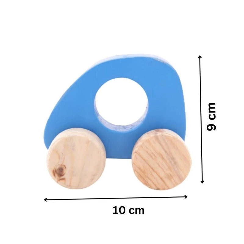 Wooden Push Toy  Blue Nano Car's set for Kids - Small Size