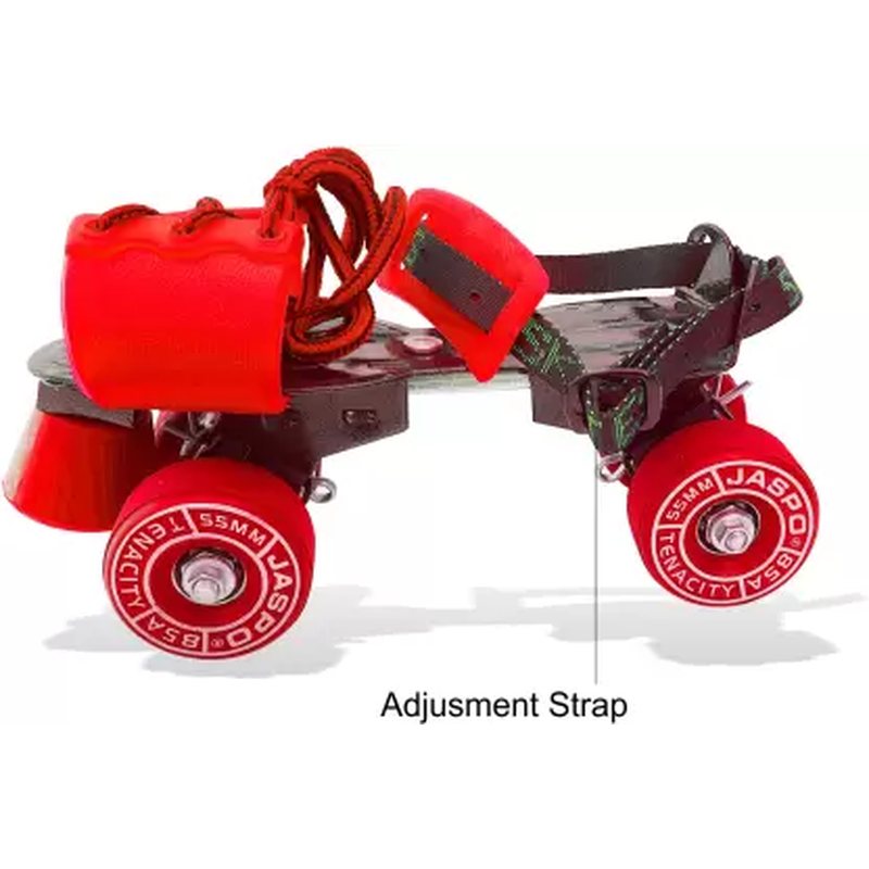 Tenacity Adjustable Rubber Wheel Skates for Senior (6-14 years) | Size 1-8 UK  (Red)