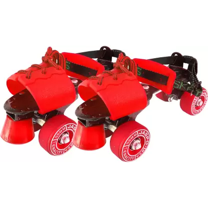 Tenacity Adjustable Rubber Wheel Skates for Senior (6-14 years) | Size 1-8 UK  (Red)