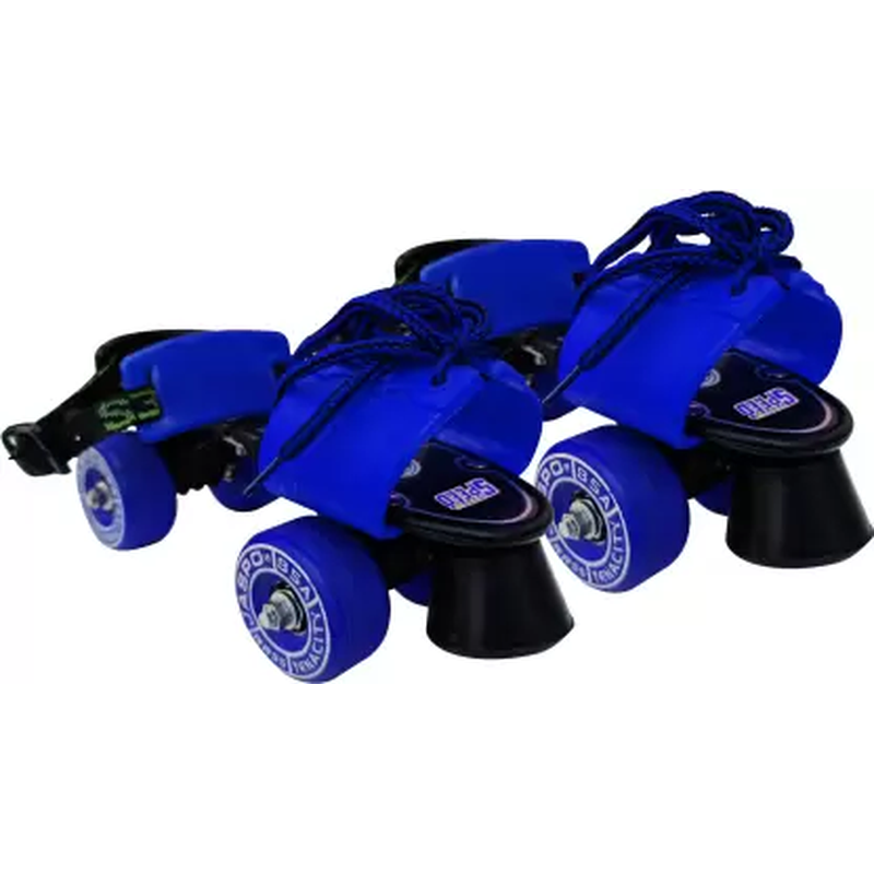 Tenacity Lite Rubber Wheel Adjustable Quad Roller Skate (6-14 years) |  Size 1-8 UK | (Blue)
