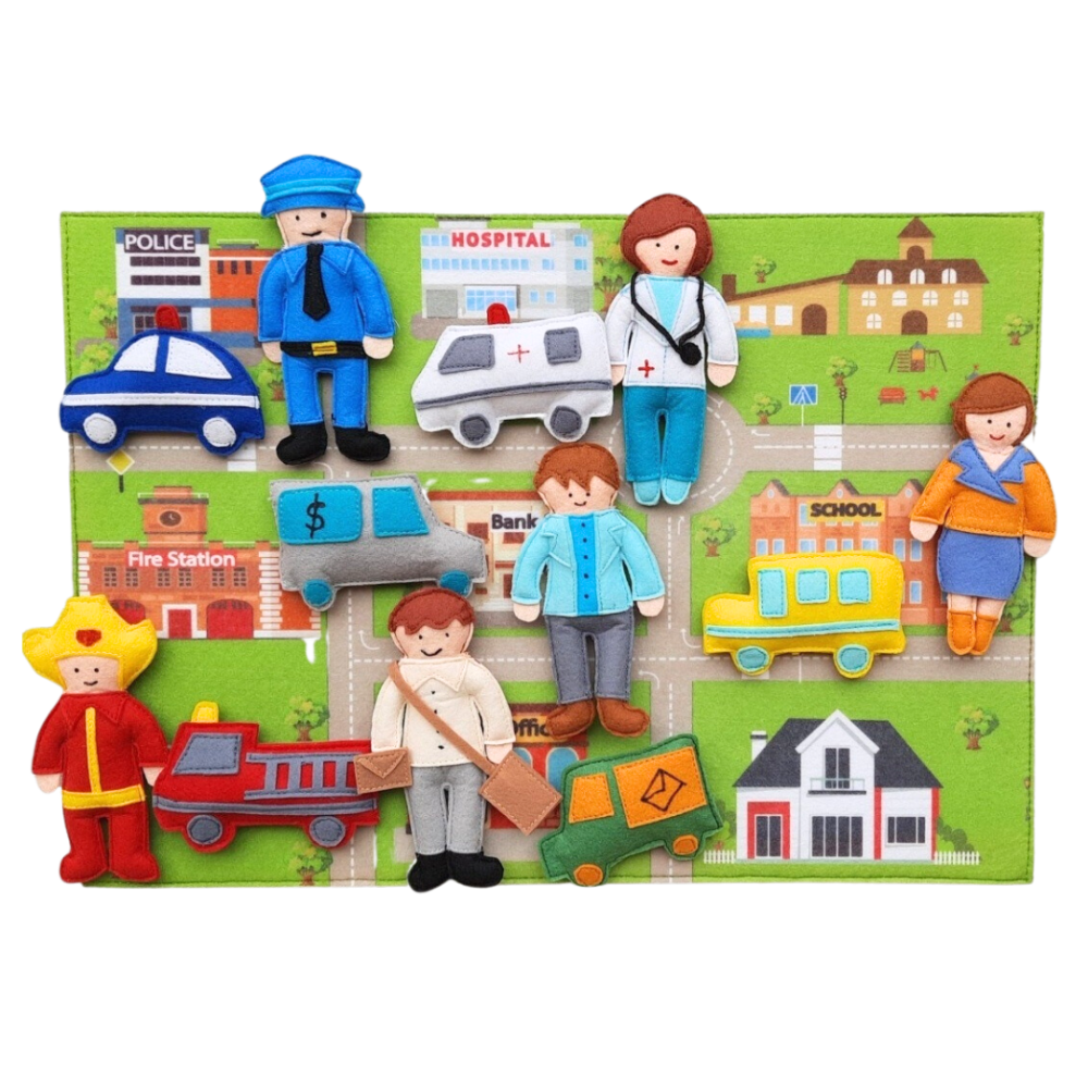 Community Helpers Playmat (6 Community helpers and 6 vehicles)