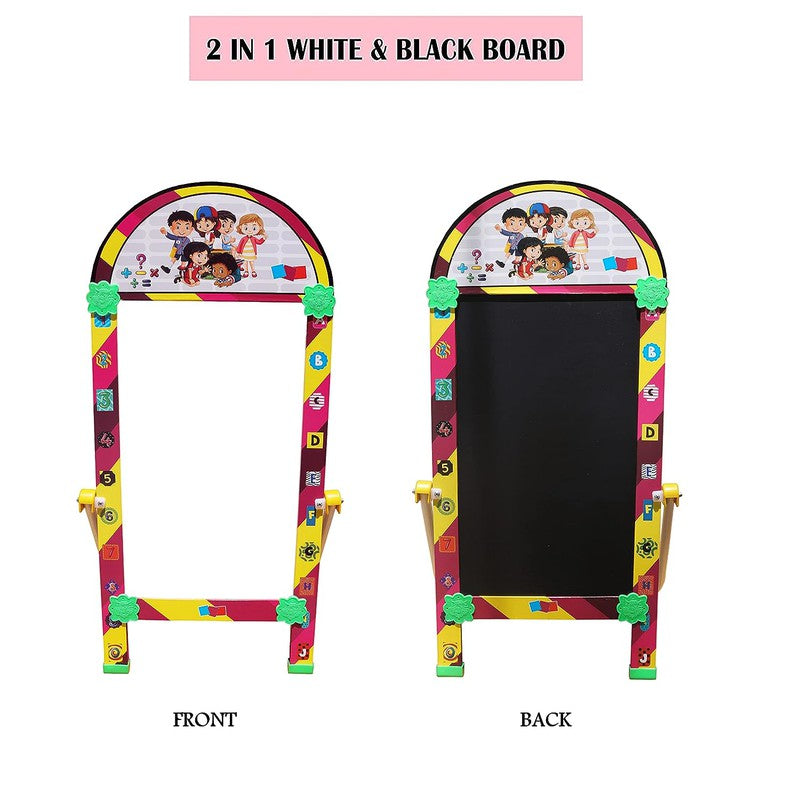 Writing Stand 2 In 1 Black & White Board With Marker Chalk Children With Stand Study Learning & Drawing At Home School Activity Set Playschool Toddlers