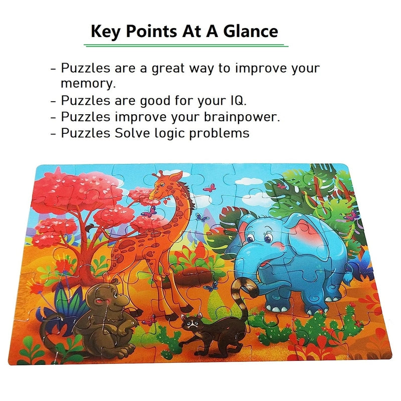 Jungle Jigsaw Puzzle Game  Multicolor (40 Pieces) Mini Puzzles Box for Kids Birthday/Return Gift