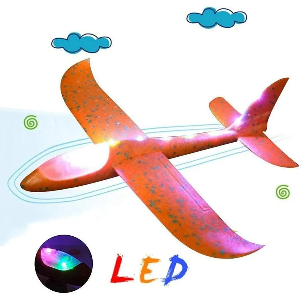 Flying Mini Throwing Glider Plane with Shiny Lights | EPP Foam Airplane Toy with Balanced Flight | Outdoor Flying Toy for Kids