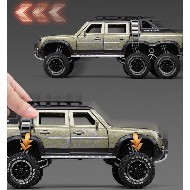 Diecast Resembling Rover Defender Pull Back Car with Light & Music | 1:24 Scale Model (14 Years Till Grown Ups)