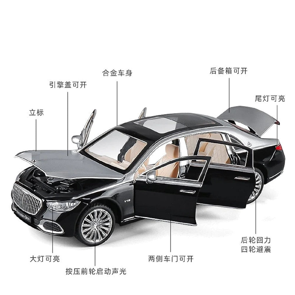 Resembling Maybach S600 big S Metal Diecast Car | 1:24 Scale Model | Black