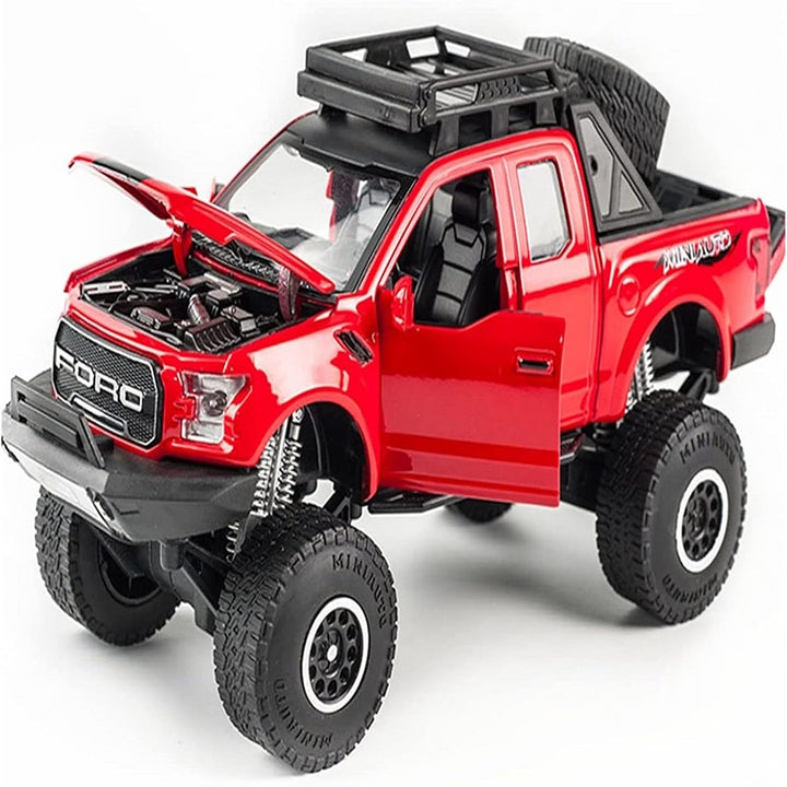 Resembling Ford Raptor F-150 OFF Diecast Car | 1:32 Scale Model | Red