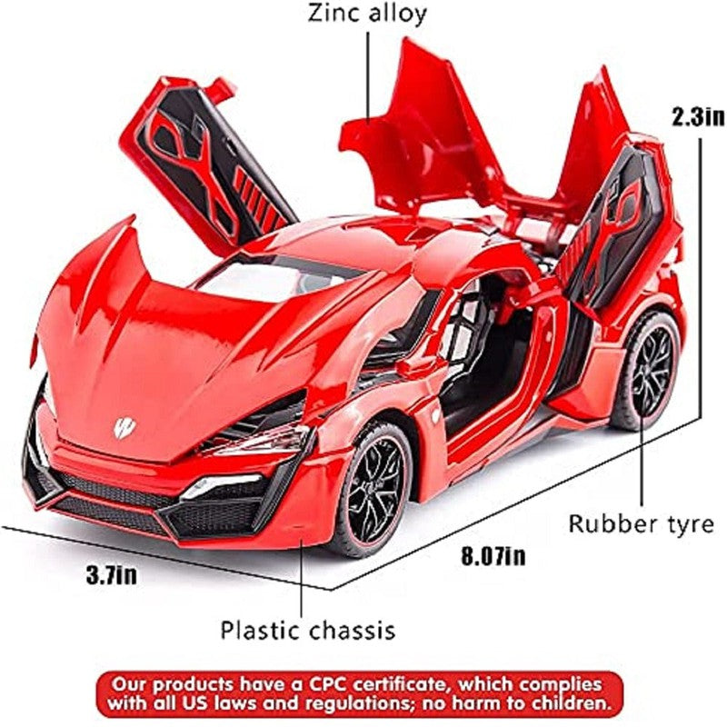 Resembling Hyper Spec Lykan Diecast Car | Red | 1:24 Scale Model