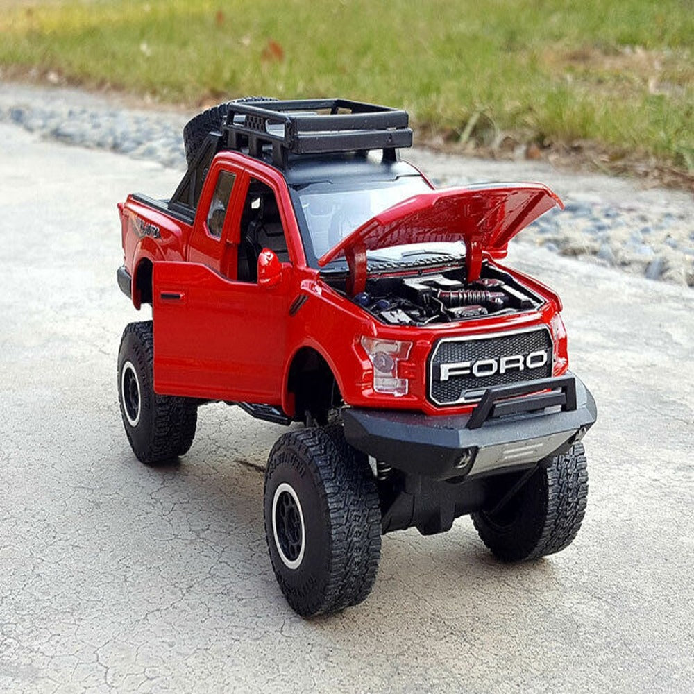 Resembling Ford Raptor F-150 OFF Diecast Car | 1:32 Scale Model | Red