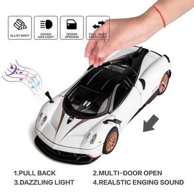 Resembling Pagani Huayra Dinastia Diecast Car | White | 1:32 Scale Model