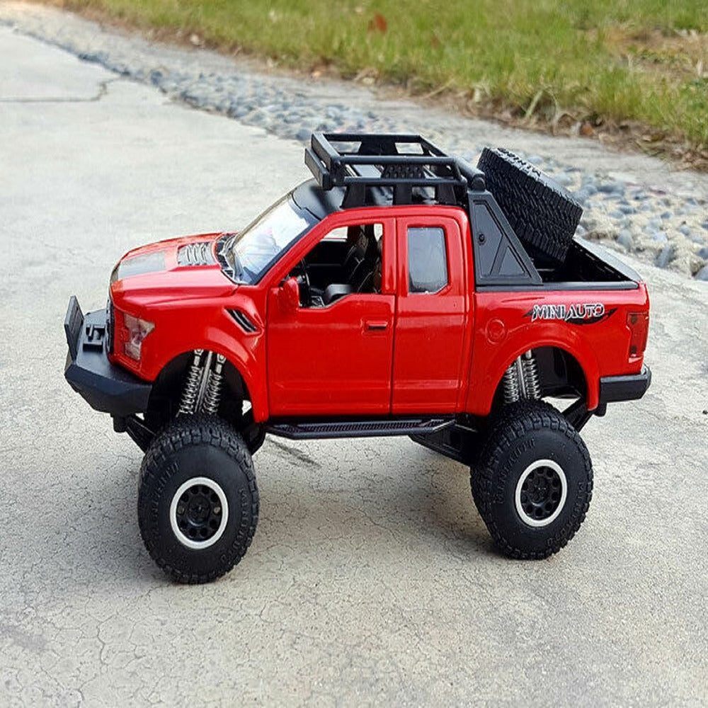 Resembling Ford Raptor F-150 OFF Diecast Car | 1:32 Scale Model | Red