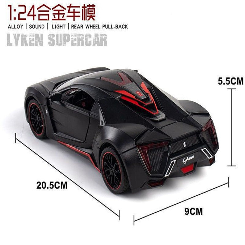 Diecast Resembling Lykan Pull Back Car with Lights & Sounds | 1:24 Scale Model