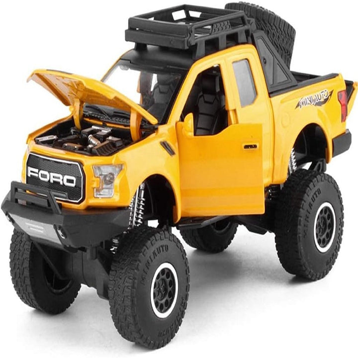 Resembling Ford Raptor F-150 OFF Diecast Car | 1:32 Scale Model | Yellow