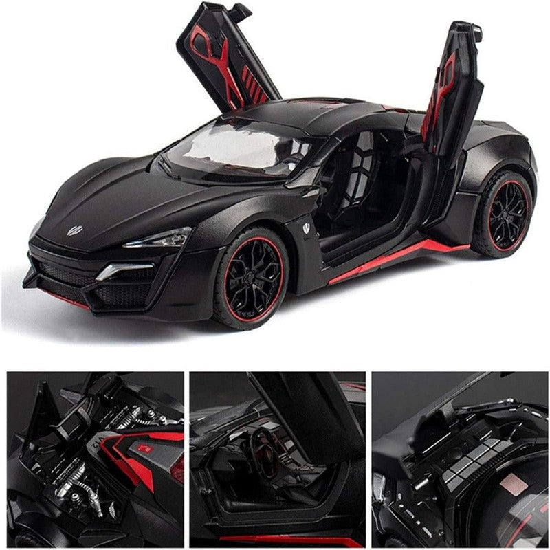 Resembling Hyper Spec Lykan Diecast Car | Black | 1:24 Scale Model