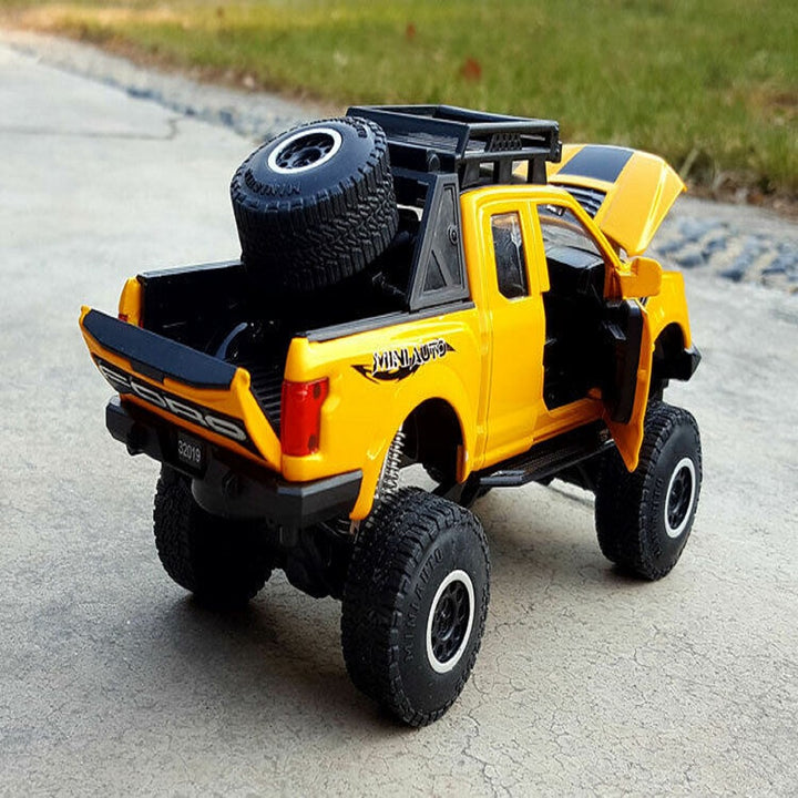 Resembling Ford Raptor F-150 OFF Diecast Car | 1:32 Scale Model | Yellow