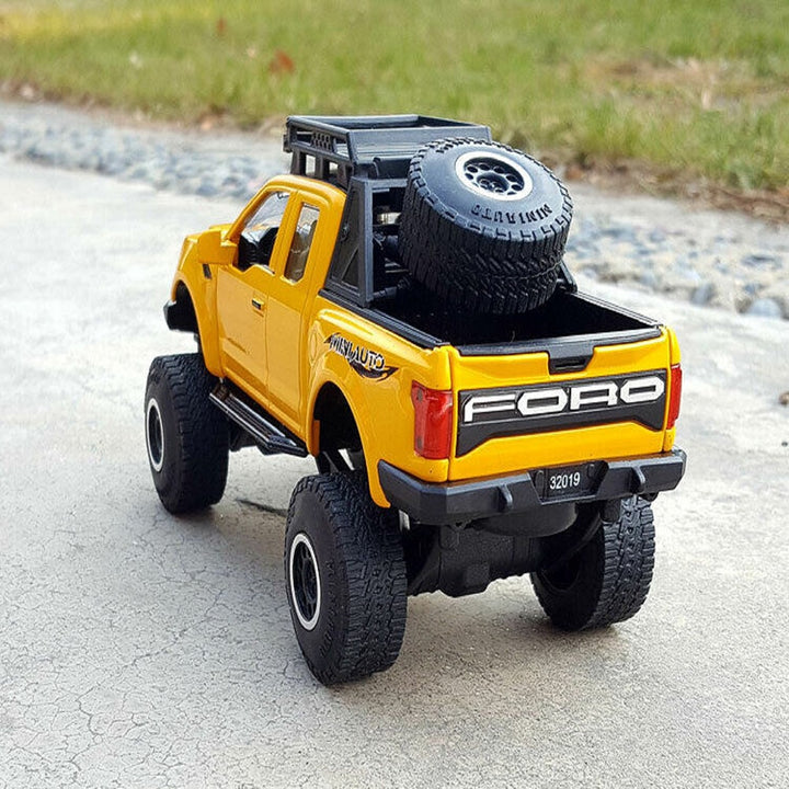 Resembling Ford Raptor F-150 OFF Diecast Car | 1:32 Scale Model | Yellow