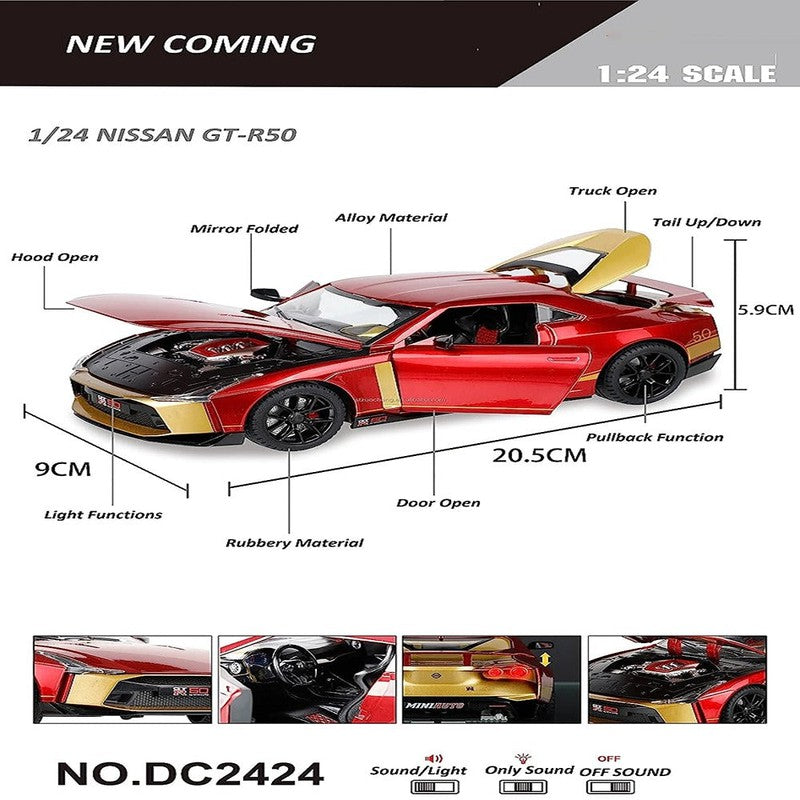 Resembling Nissan GT-R50 124 Diecast Car (Red) | 1:24 Scale Model