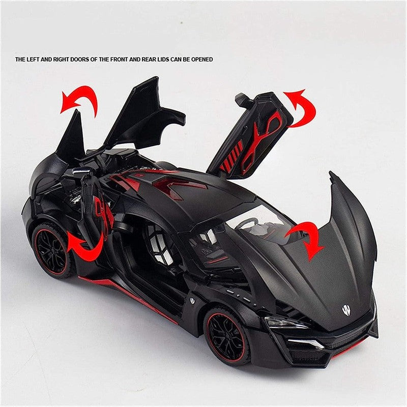 Resembling Hyper Spec Lykan Diecast Car | Black | 1:24 Scale Model